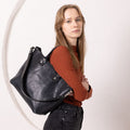 MIGLE Leather Handbag - Dark Denim