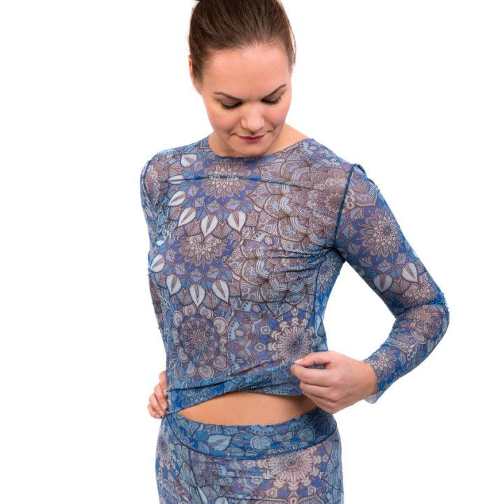 Tan-Through Long Sleeve Shirt – Blue Mandala