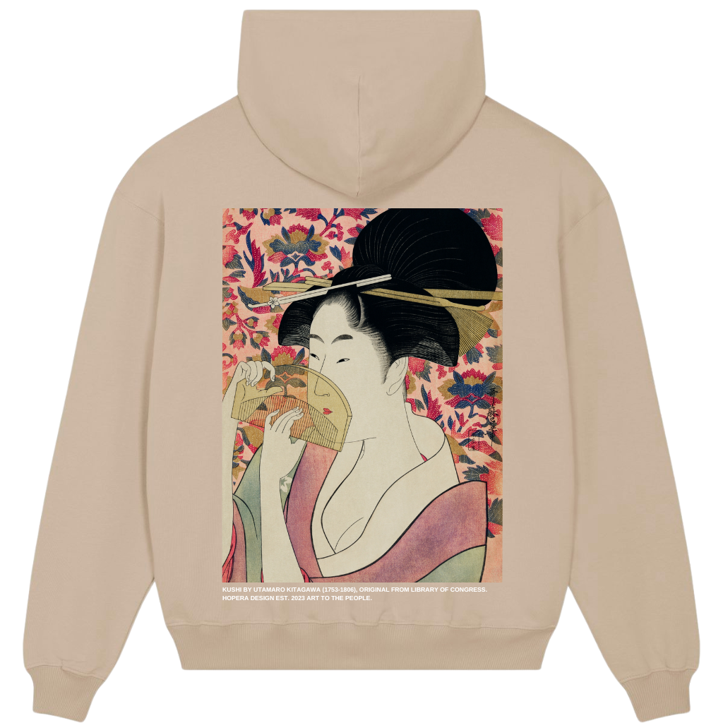 Heavy-Weight Premium Hoodie "Kushi" by Utamaro Kitagawa (1753-1806) Hoodie