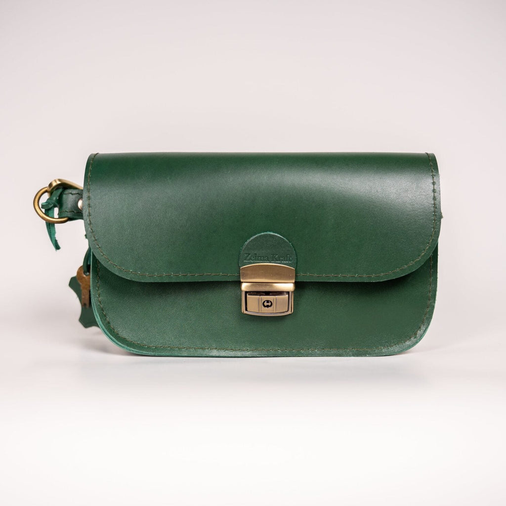 Natural Leather Saddle Bag Mini - Green