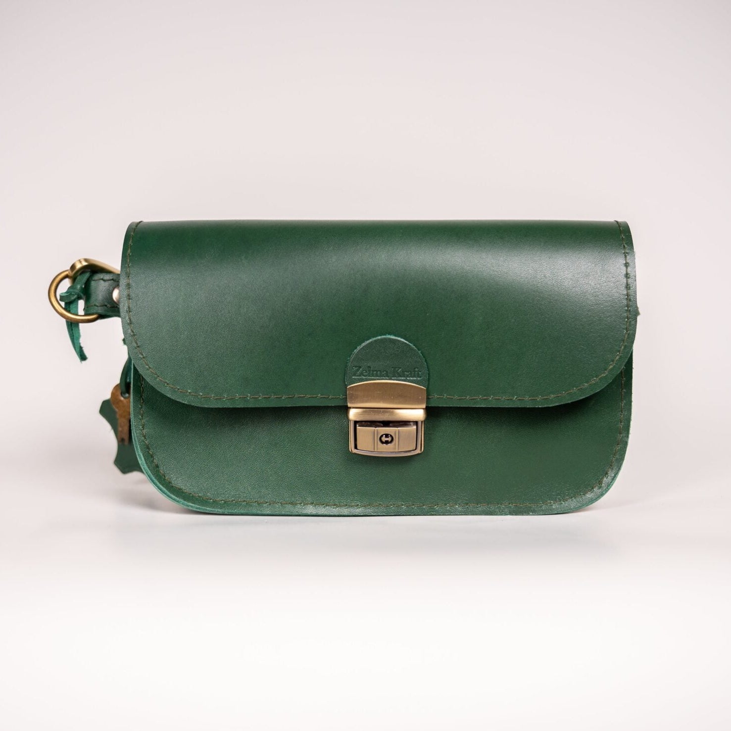 Natural Leather Saddle Bag Mini - Green