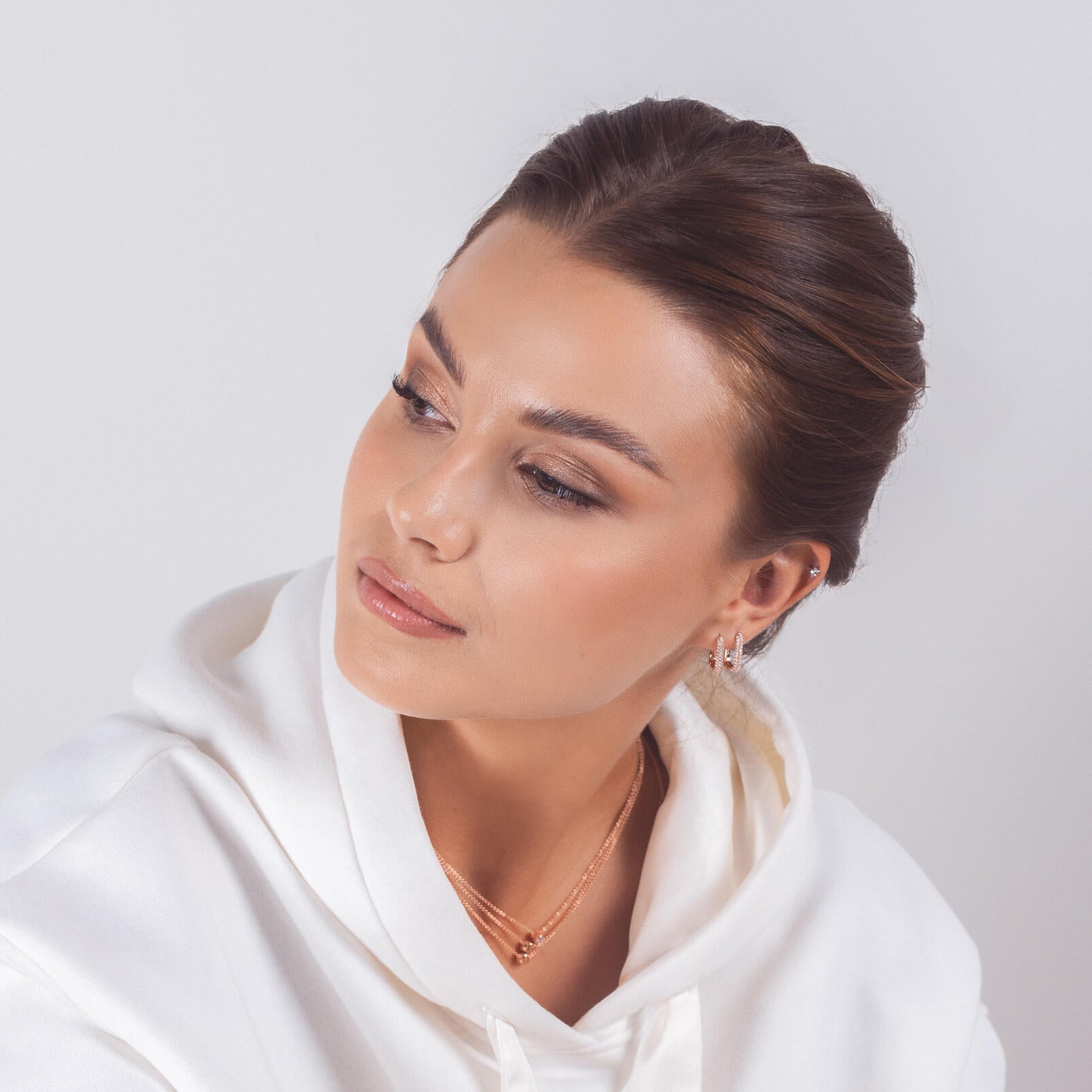 Metropolitan Glow White Earrings - Rose Gold and Silver