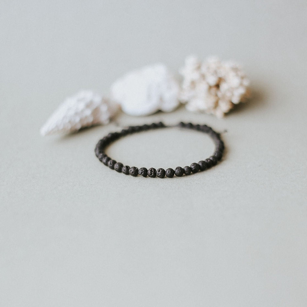 Adjustable 4mm Minimalist Lava Stone Bracelet