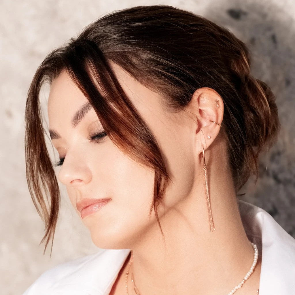 Cherie L-Tassel Earrings - Rose Gold and Silver