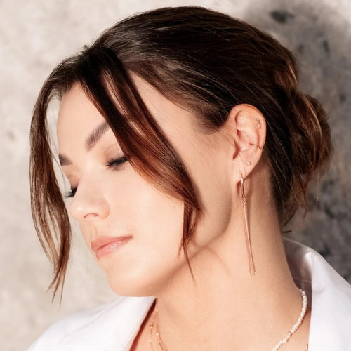 Cherie L-Tassel Earrings - Rose Gold and Silver