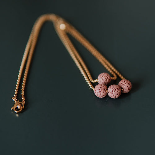 Diffuser Set, Necklace and Bracelet - Pink Lava