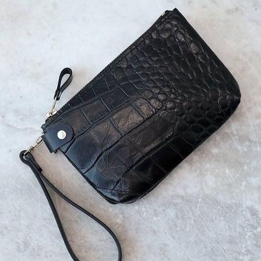 POUCH Wallet with Wrist Strap - Black Alligator