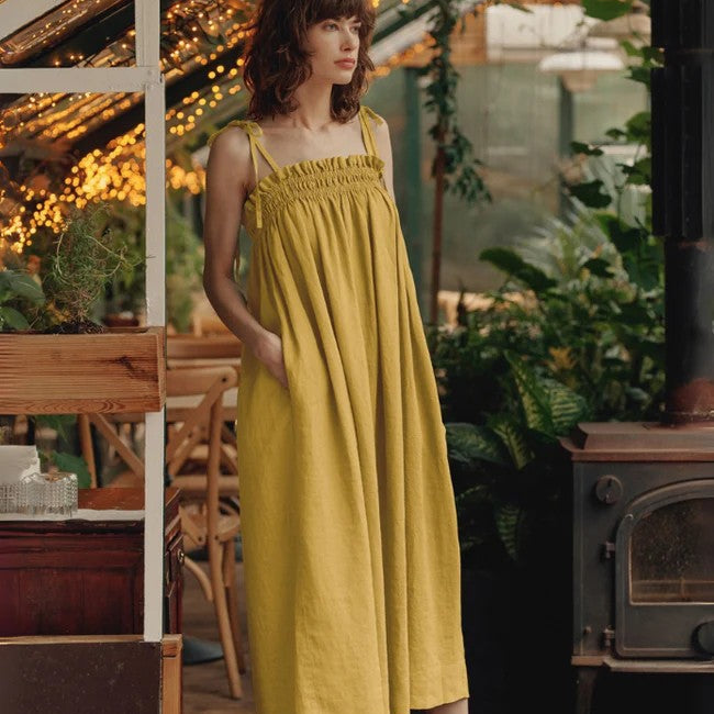 Linen Ballade Dress - Lemon Curry