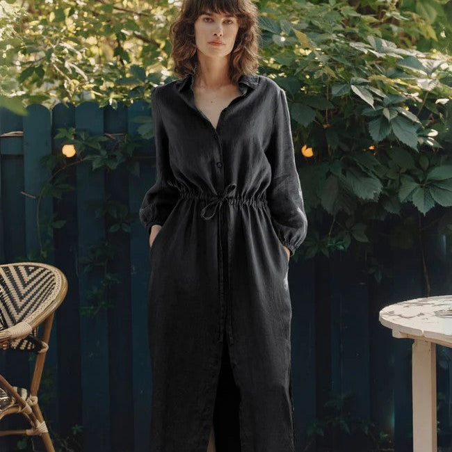 Linen Rhapsody Dress - Black