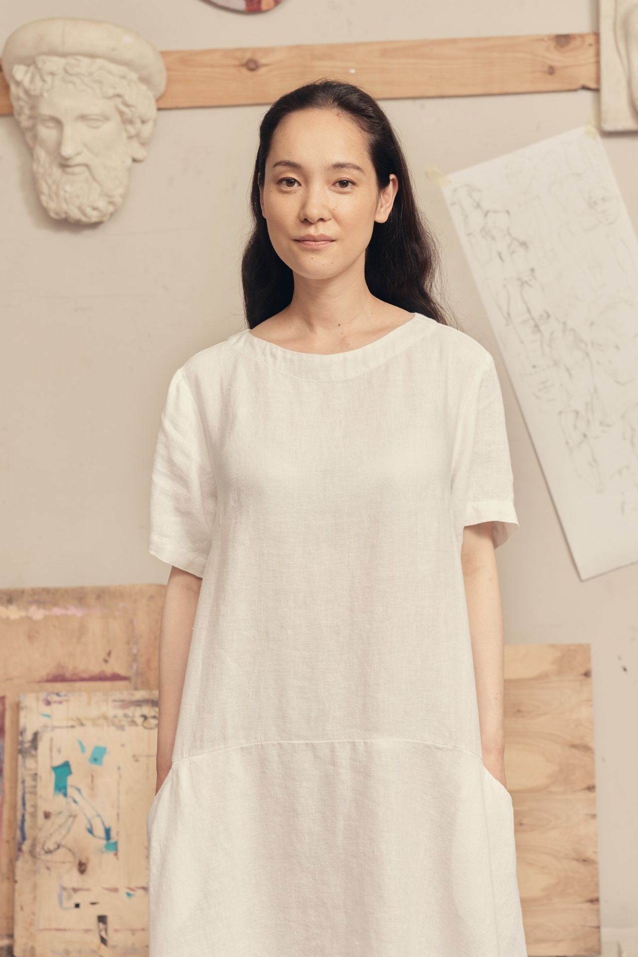 Linen Speedwell Dress - Optical White