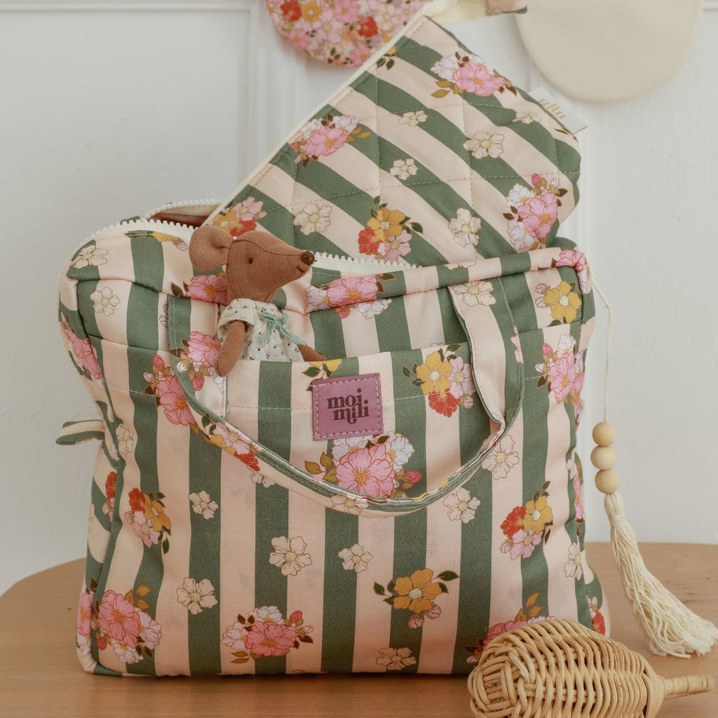 Make-Up Bag Set of 2 - Green Striped