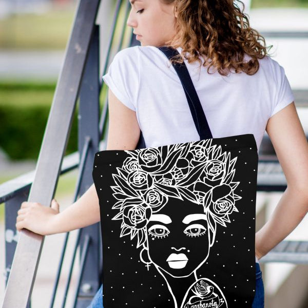 HANDBAG NAOMI WITH FLORAL HAIRCUT - BLACK