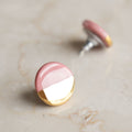 Porcelain Round Stud Earrings - Pink and Gold