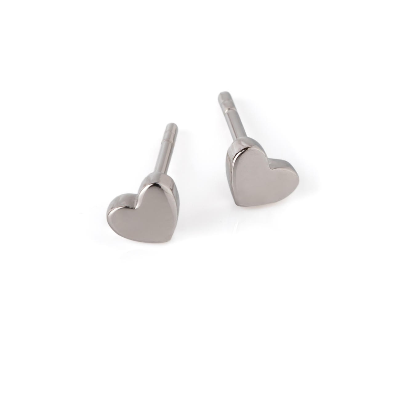 Shiny Heart Earrings - Rose Gold and Silver