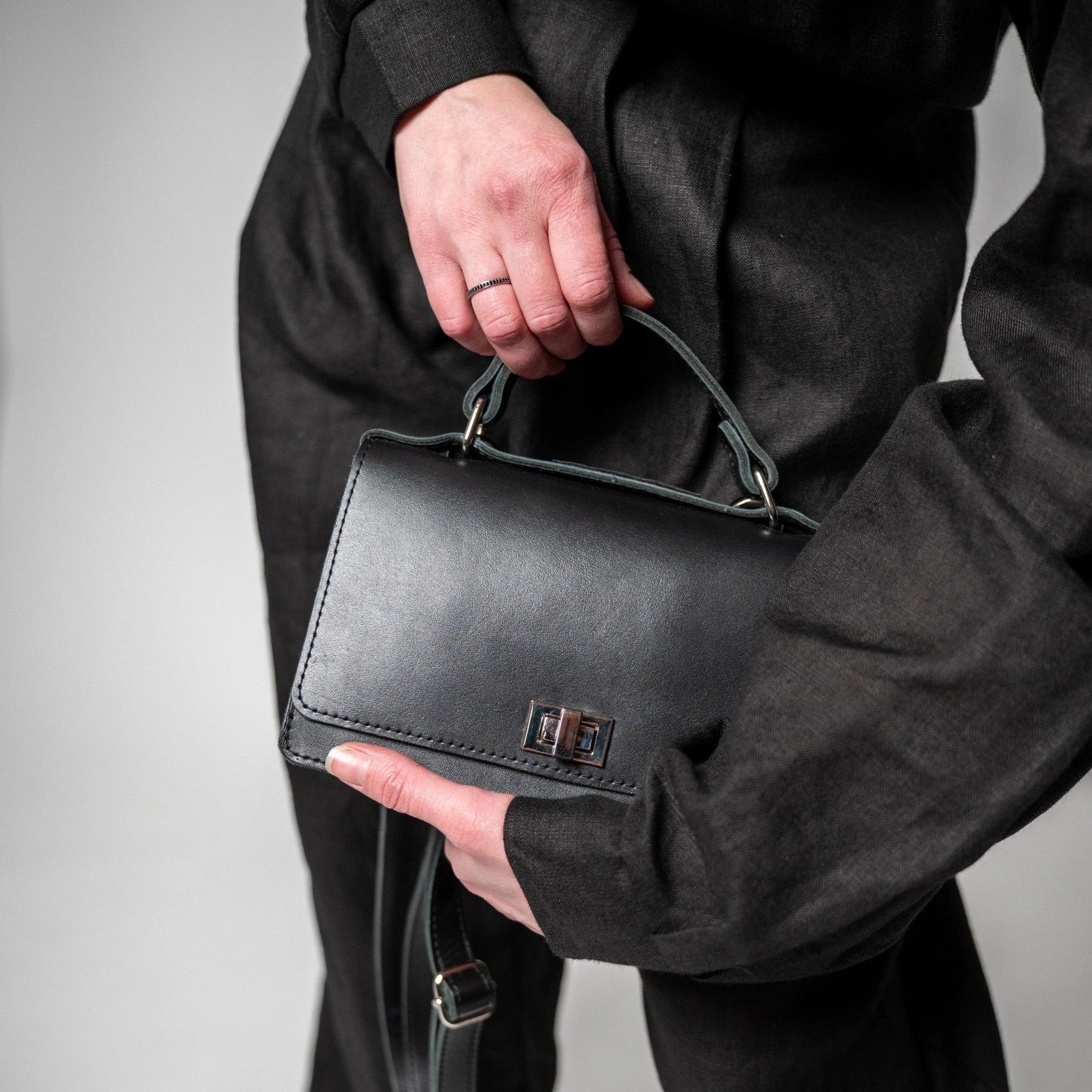  Small Briefcase Handbag - Black