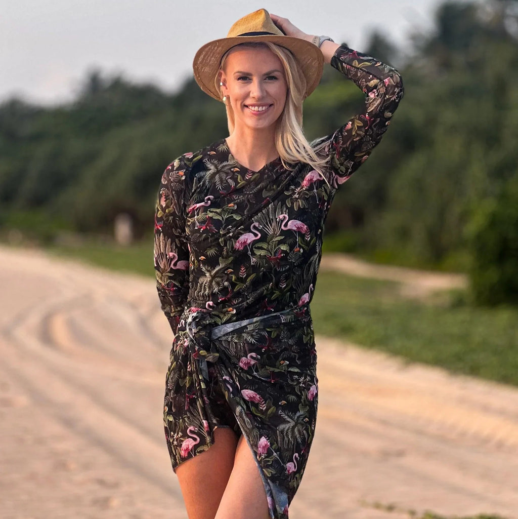 Eeva Tropics Tan Through Long-Sleeve Shirt