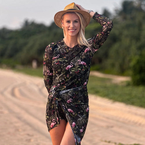 Eeva Tropics Tan Through Long-Sleeve Shirt