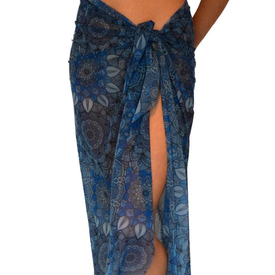 Blue-Purple Mandala Tan Through Sarong