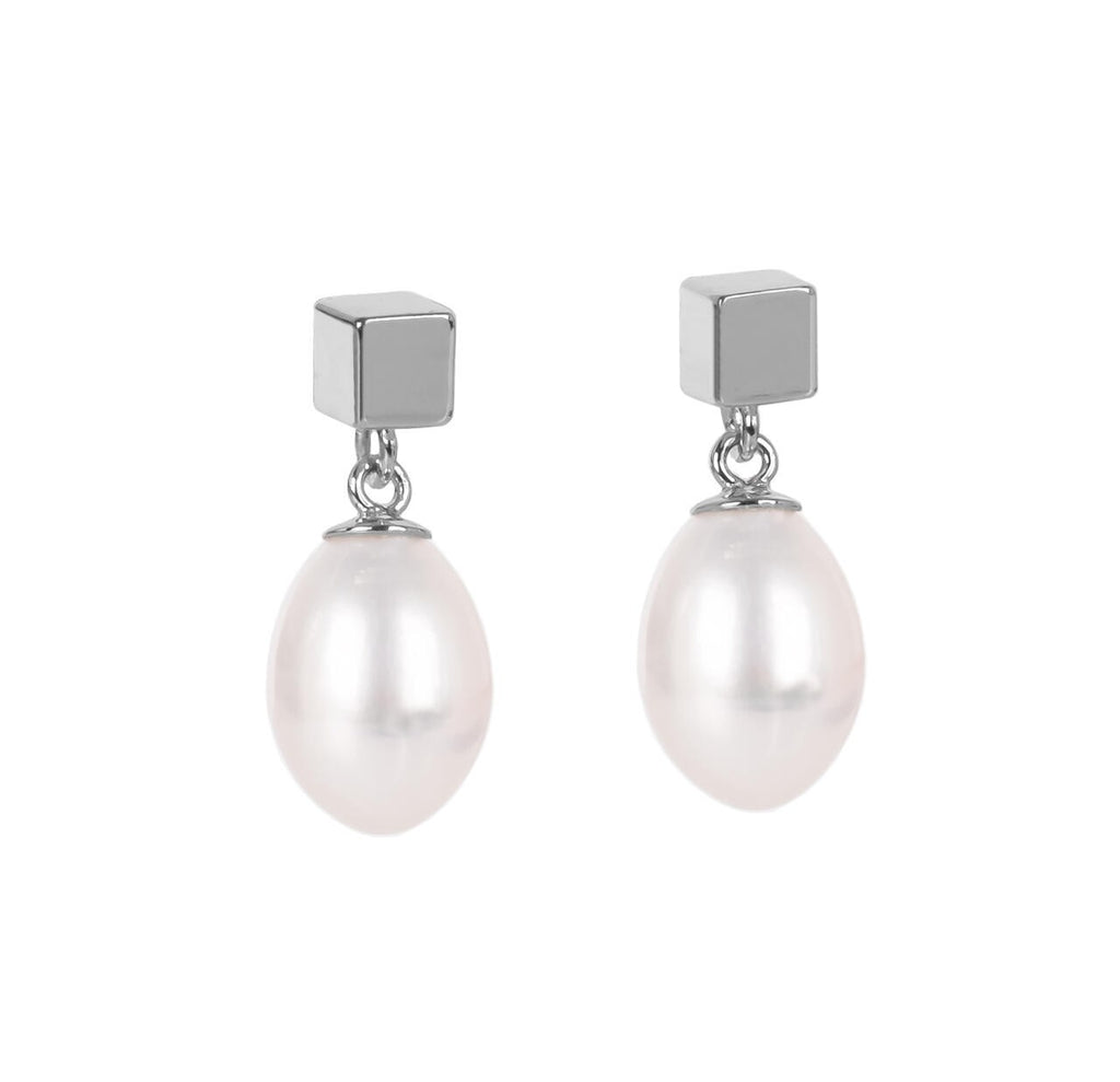 Solid Pearl Drop Earrings - Rose Gold and Silver