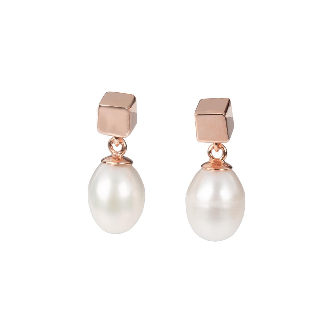 Solid Pearl Drop Earrings - Rose Gold and Silver